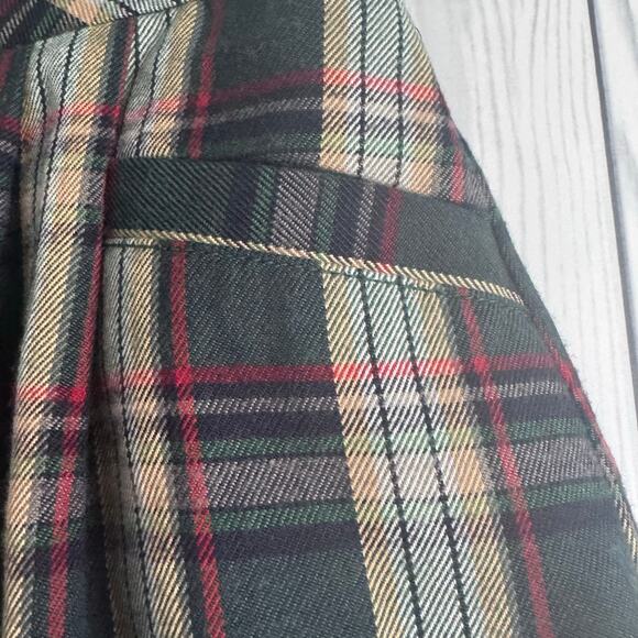 VTG Y2K 07 Old Navy Green Plaid Pleated Mini Skirt Sz 1 Academia Schoolgirl NEW - Picture 2 of 9